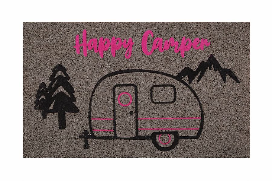 Wecon home Fußmatte "Happy Camper" rechteckig 18 mm Höhe rutschfest, robust günstig online kaufen