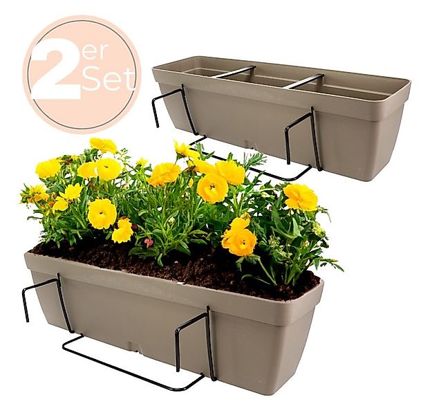 GarPet Balkonkasten 2er Set Blumenkasten Balkon Geländer Halterung Wassersp günstig online kaufen