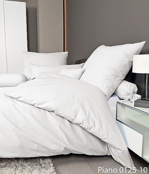 Janine Janine Mako-Soft-Seersucker Bettwäsche PIANO 0125 weiß Größe:  40x40 günstig online kaufen
