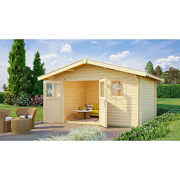 Weka Holz-Gartenhaus Verona Satteldach Unbehandelt 380 cm x 370 cm günstig online kaufen