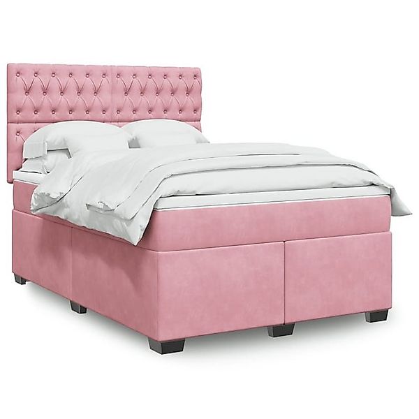 vidaXL Boxspringbett, Boxspringbett mit Matratze Rosa 140x190 cm Samt günstig online kaufen