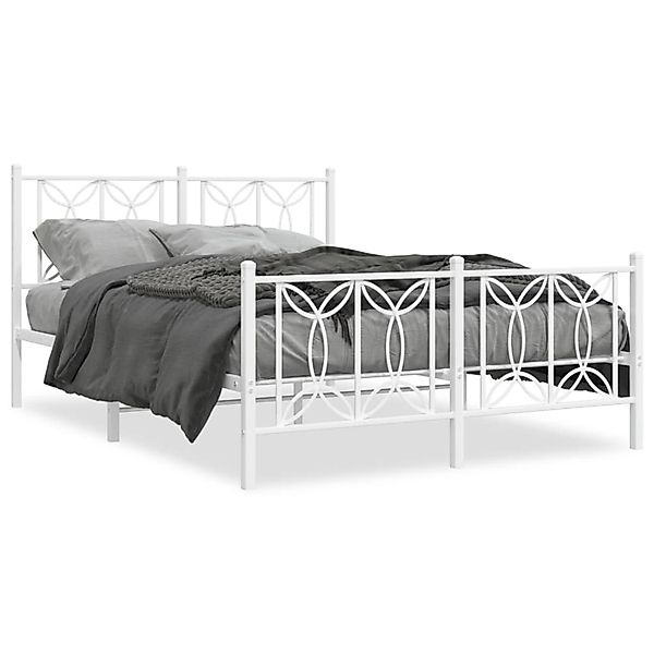 vidaXL Bettgestell mit Kopf- und Fußteil Metall Weiß 140x190 cm 376195 günstig online kaufen
