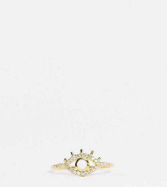 Reclaimed Vintage Inspired – Ring aus vergoldetem Sterlingsilber mit Opal-S günstig online kaufen