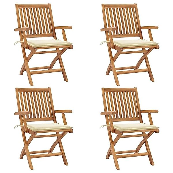 vidaXL Klappbare Gartenstühle mit Kissen 4 Stk Massivholz Teak 3072725 günstig online kaufen
