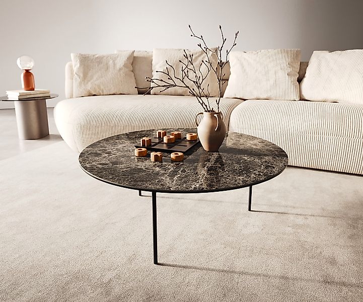 Couchtisch Edge Rund 90x90 cm Keramik Emperador Extra Lucidato Dunkelbraun günstig online kaufen