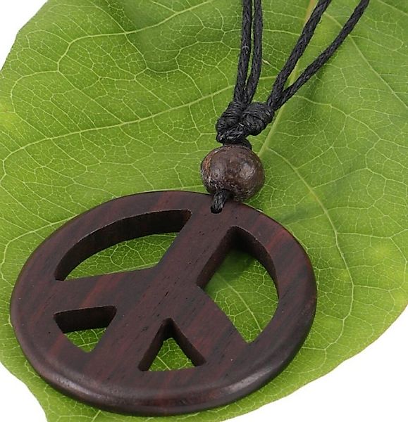 Guru-Shop Perlenkette Ethno Holzschmuck, Halskette, Surferkette - Peace günstig online kaufen