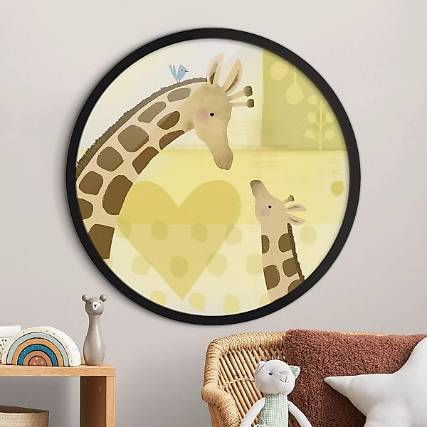 Rundes Gerahmtes Bild Mama und ich - Giraffen günstig online kaufen