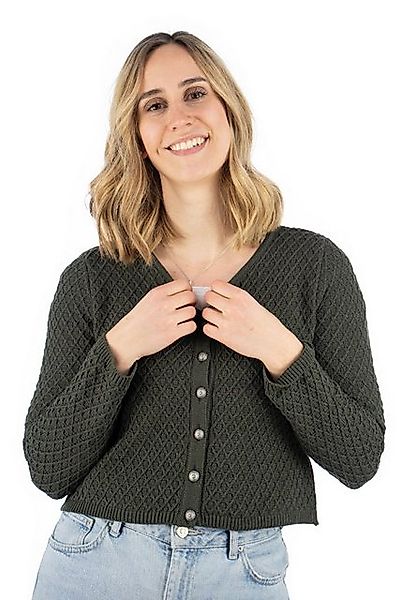 OS-Trachten Strickjacke Quivun Trachtenjacke mit Rautenmuster günstig online kaufen