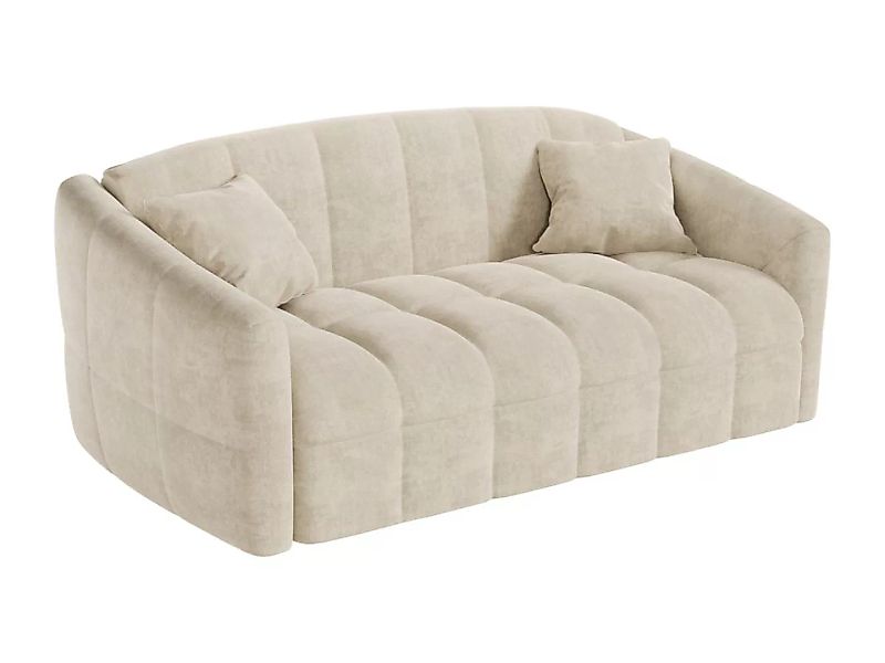 Sofa 3-Sitzer mit Schlaffunktion - Samt - Beige - Liegefläche 140 cm - Matr günstig online kaufen