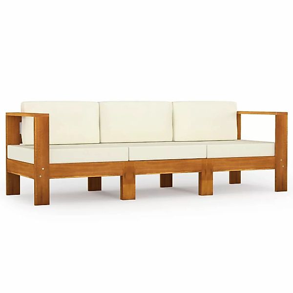 vidaXL Gartenlounge-Set 3-Sitzer-Gartensofa mit Cremeweißen Auflagen günstig online kaufen