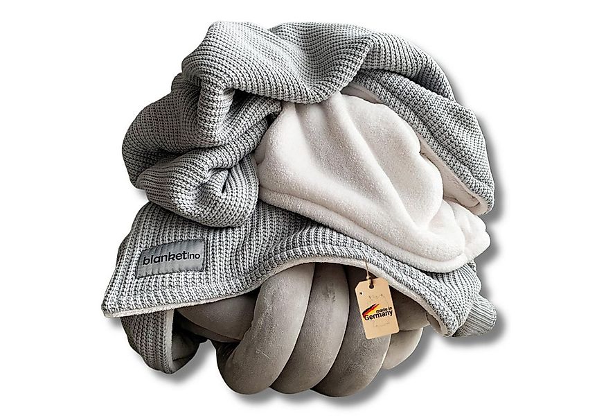 Wohndecke flauschige Kuscheldecke, wärmende Couchdecke im Strick Design, bl günstig online kaufen