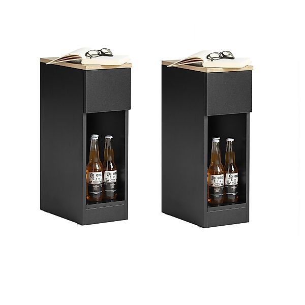 SoBuy Nachttisch 2er Set Beistelltisch Nachtschrank Schwarz FBT111-SCHx2 günstig online kaufen