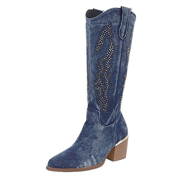 Ital-Design Damen Cowboyboots Western Sommerboots (88843720) Blockabsatz St günstig online kaufen
