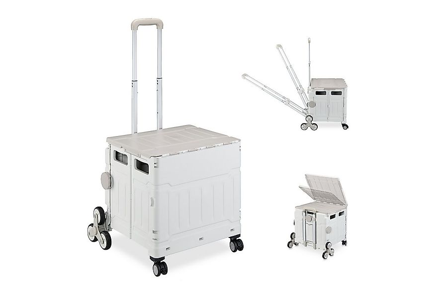 relaxdays Einkaufstrolley Treppensteig, 47 l, grau günstig online kaufen