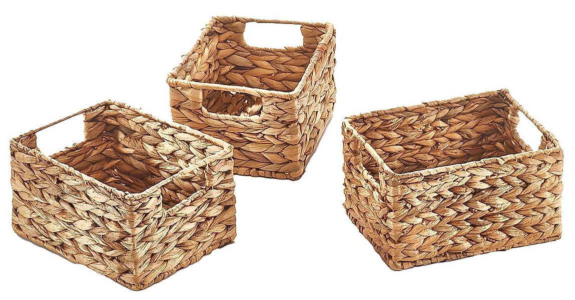 Kobolo Aufbewahrungskorb Regalkörbe Gr. S im 3er Set aus Wasserhyazinthe günstig online kaufen