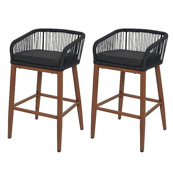 Proregal 2er-Set Rope-Barhocker HxBxT 92x51x53 cm Sitzhöhe 76cm Anthrazit K günstig online kaufen