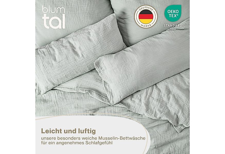 Blumtal Bettwäsche Musselin 100% Baumwolle im Set, Kopfkissenbezug & Decken günstig online kaufen