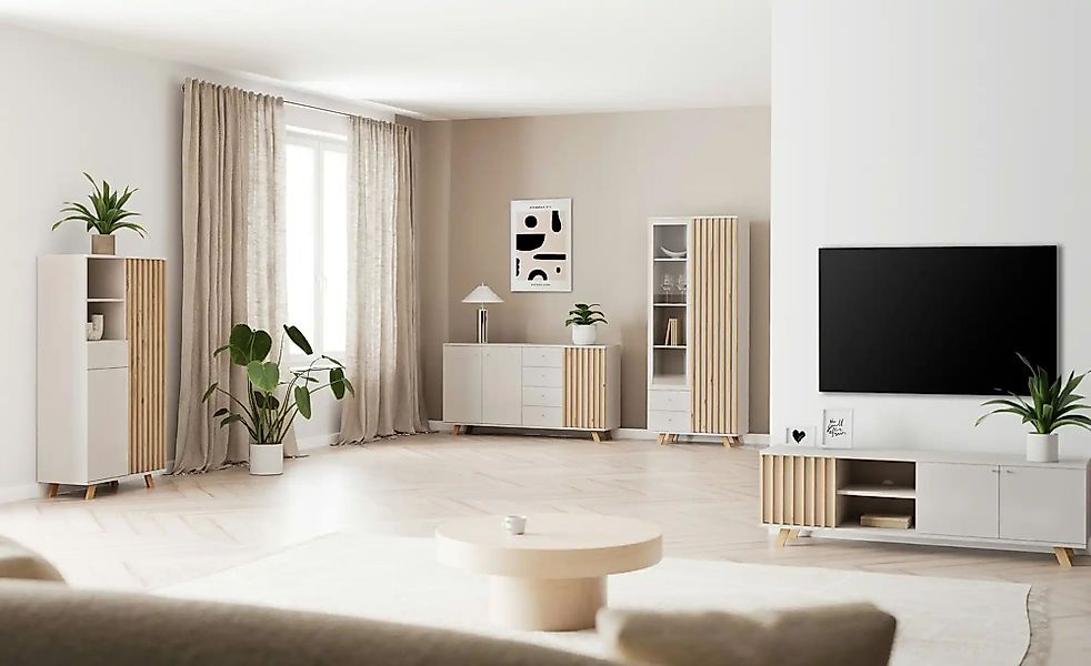 Vitrine  Harmony ¦ creme ¦ Maße (cm): B: 92 H: 198,5 T: 40.0 Schränke > Vit günstig online kaufen