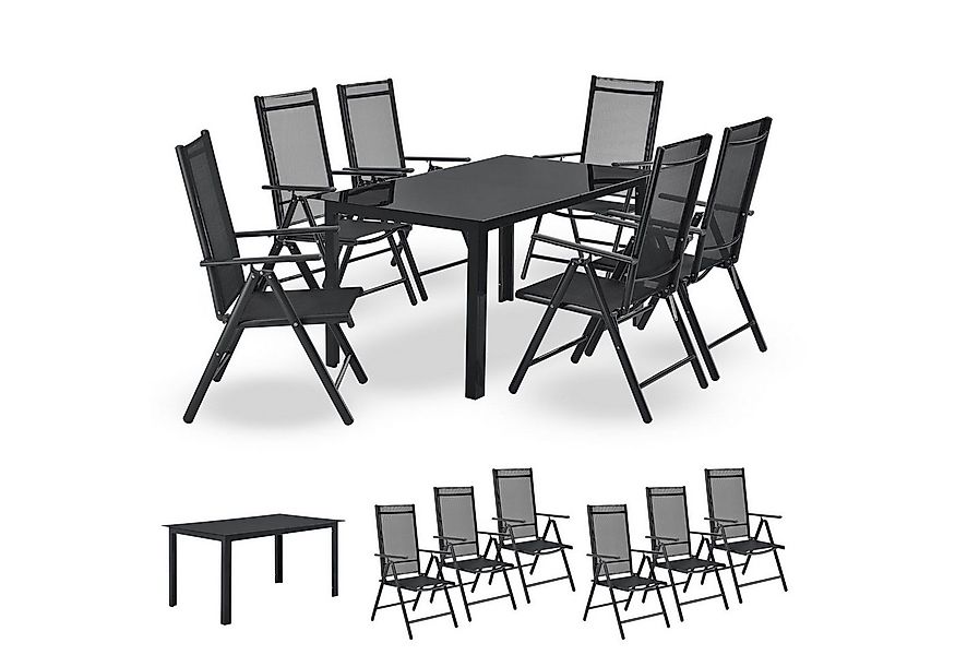 Juskys Garten-Essgruppe Milano, (7-tlg), 6 Gartenstühlen plus Tisch - Stühl günstig online kaufen