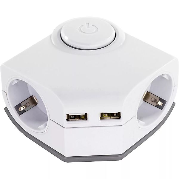 REV Ritter Steckdosenleiste mit USB 2+2-f. 2pol. Schalter 1,5 m Weiß günstig online kaufen