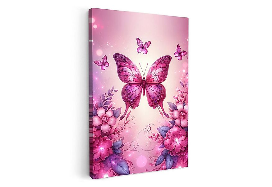 OneMillionCanvasses® Leinwandbild Schmetterling - Rosa - Blumen, Fotodruck günstig online kaufen
