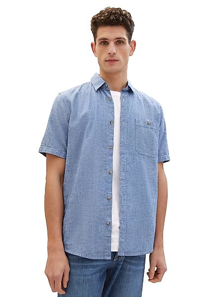 Tom Tailor Herren Kurzarm Hemd COTTON LINEN - Regular Fit günstig online kaufen