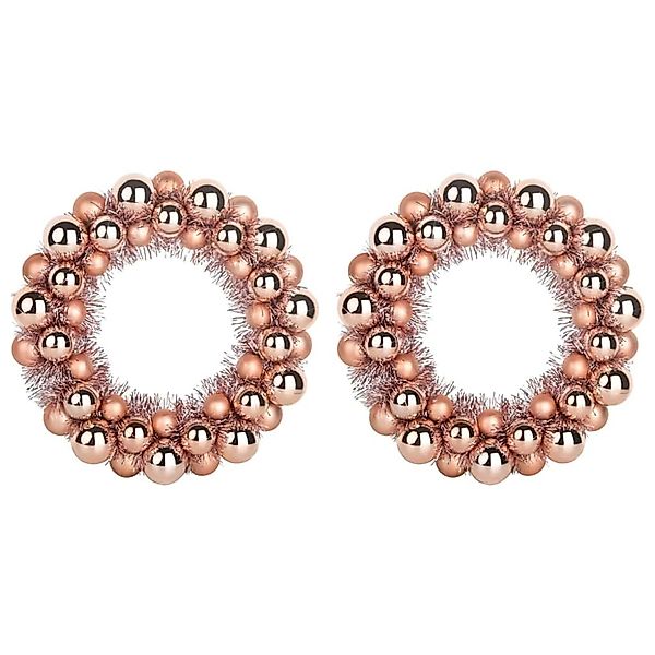 vidaXL Weihnachtsballkränze 2 Stk Rose Gold 33 x 33 x 7 cm Polystyrol 42019 günstig online kaufen