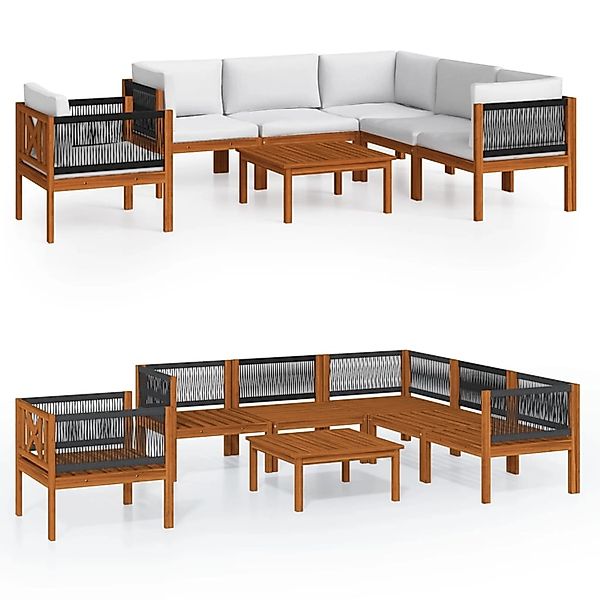 vidaXL 7-Tlg Garten-Lounge-Set mit Kissen Cremefarbenes Holz Akazie & Seil günstig online kaufen