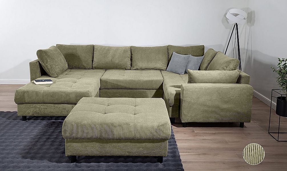 COLLECTION AB Wohnlandschaft Toni U-Form mit Armlehne, inkl. Hocker und Zie günstig online kaufen