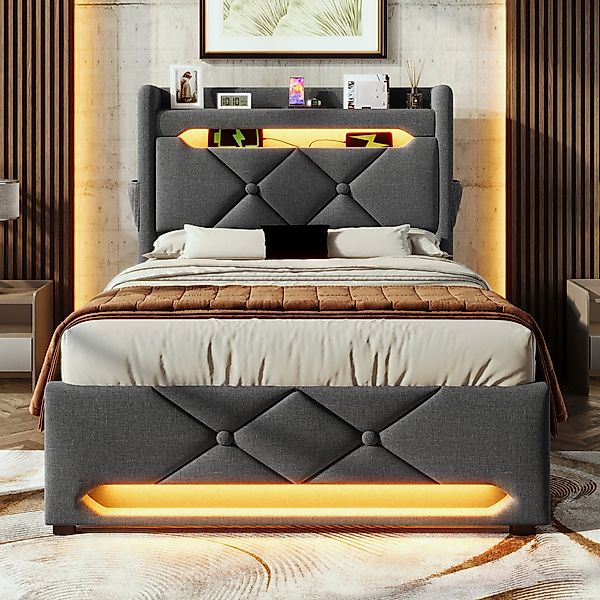 HAUSS SPOLE Polsterbett 90x200, Stauraum Kopfteil günstig online kaufen