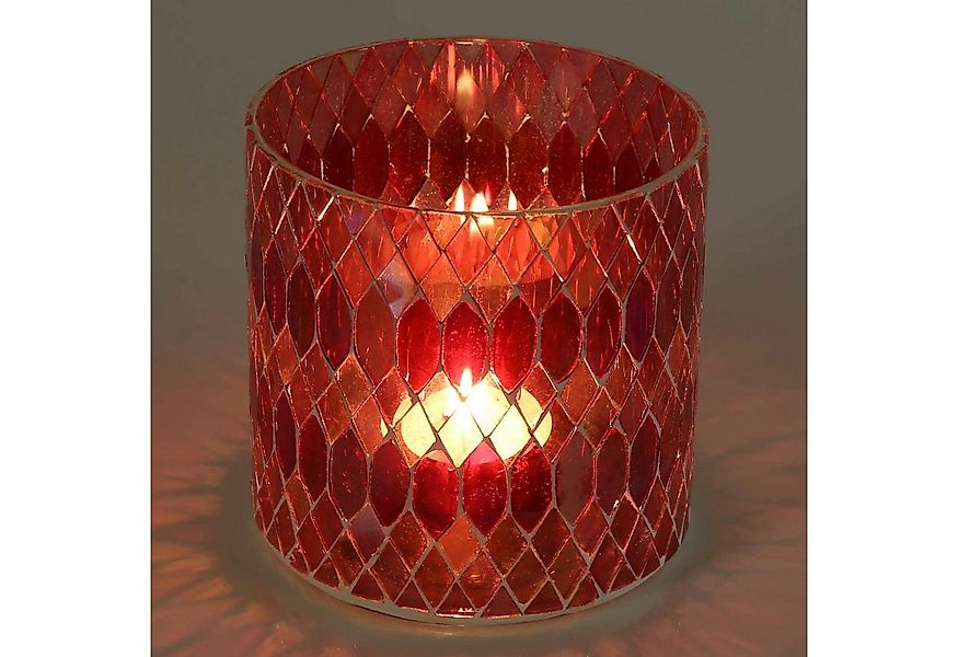 Casa Moro Windlicht Marokkanisches Mosaik Windlicht Rayan Rot rund aus Glas günstig online kaufen