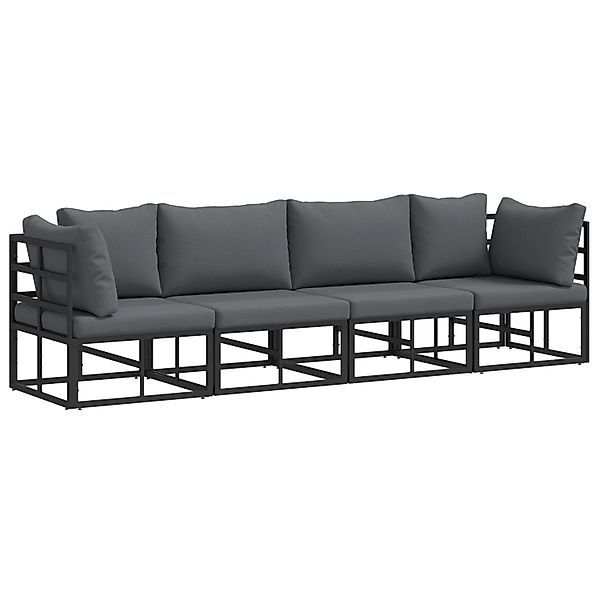 vidaXL Garten-Sofa-Set mit Kissen 4-Tlg Schwarz Aluminium 3378842 günstig online kaufen