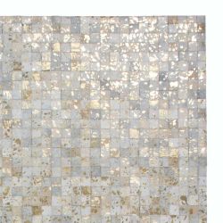 Patchwork Teppich in Creme Weiß und Goldfarben Echtfell günstig online kaufen