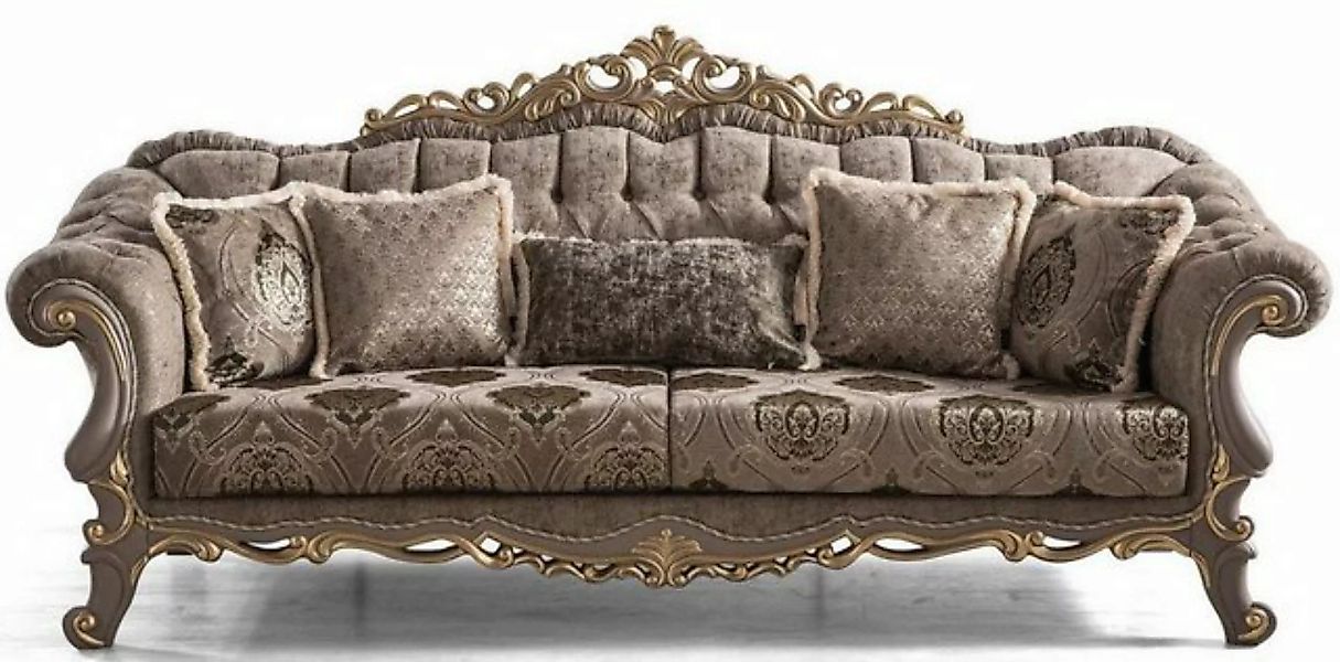 Casa Padrino Sofa Luxus Barock Sofa Braun / Grau / Gold 240 x 96 x H. 94 cm günstig online kaufen