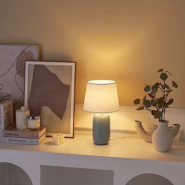 Pauleen Tischleuchte »Glowing Hug max20W Blau/Beige 230V Stoff/Keramik«, 1 günstig online kaufen