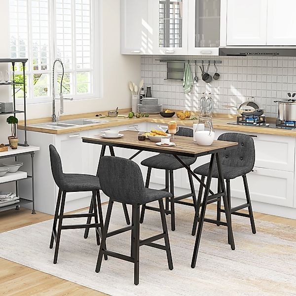 HOMCOM Bartisch mit Barhocker Set, 5-teilige Essgruppe, Küchentisch, Bistro günstig online kaufen