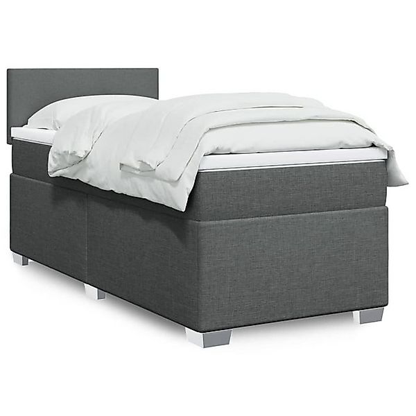 vidaXL Boxspringbett, Boxspringbett mit Matratze Dunkelgrau 90x190 cm Stoff günstig online kaufen