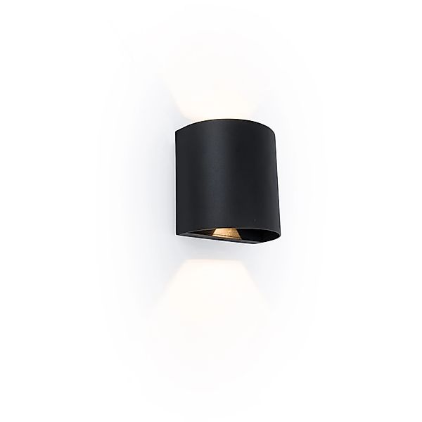 Lutec LED-Außenwandleuchte Gemini 1-flammig Mattschwarz 11 cm x 11 cm x 7,3 günstig online kaufen