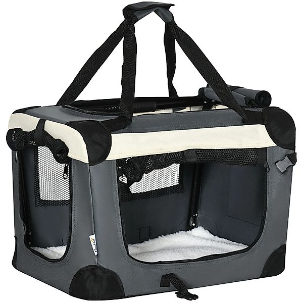 PawHut Hundebox Faltbar mit Kissen 50,5 x 33,5 x 35 cm für Kleine Hunde Gra günstig online kaufen