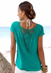 LASCANA Strandshirt mit Spitzeneinsatz, T-Shirt, lockere günstig online kaufen