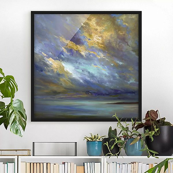Bild mit Rahmen Abstrakt - Quadrat Himmel über Küste günstig online kaufen