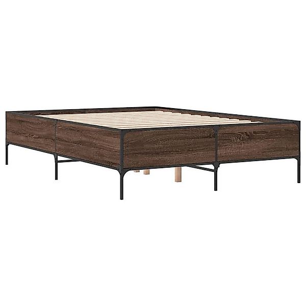 vidaXL Bett Bettgestell Braun Eichen-Optik 140x200 cm Holzwerkstoff Metall günstig online kaufen