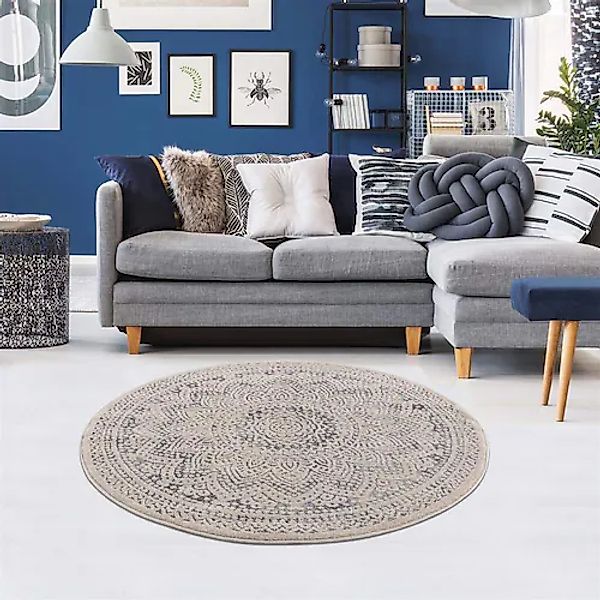 Carpet City Teppich »Art 1652«, rund, 7 mm Höhe, Kurzflor, Ornamenten-Muste günstig online kaufen