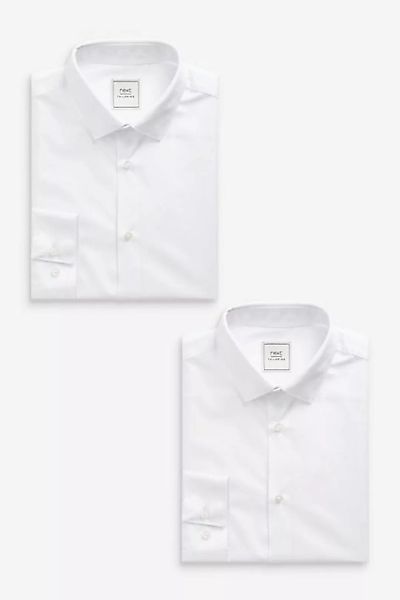 Next Langarmhemd Slim-Fit Hemden mit Sportmanschette, 2er-Pack (2-tlg) günstig online kaufen