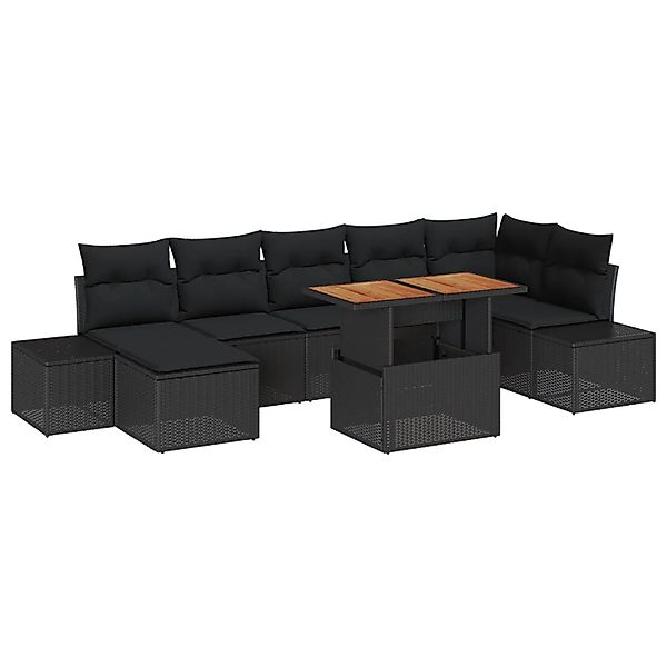 vidaXL Garten-Sofa-Set mit Speicher 8-Tlg Schwarz Poly Rattan 3358732 günstig online kaufen