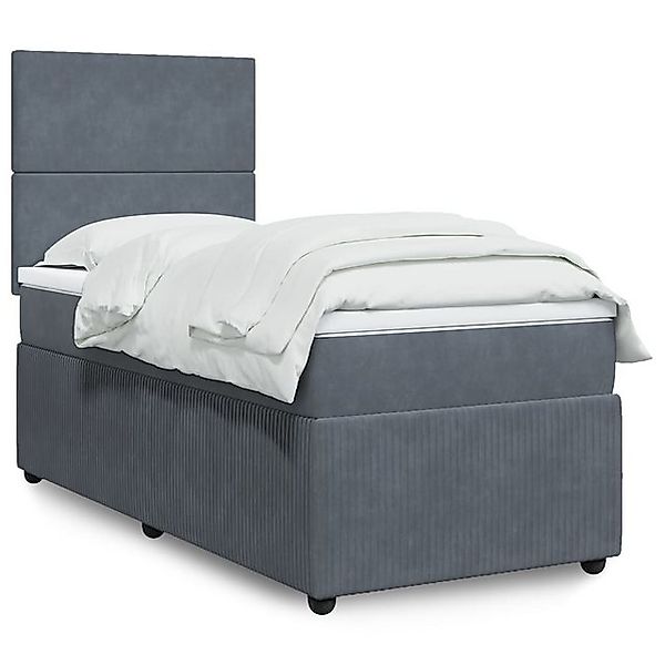 vidaXL Boxspringbett, Boxspringbett mit Matratze Dunkelgrau 90x200 cm Samt günstig online kaufen