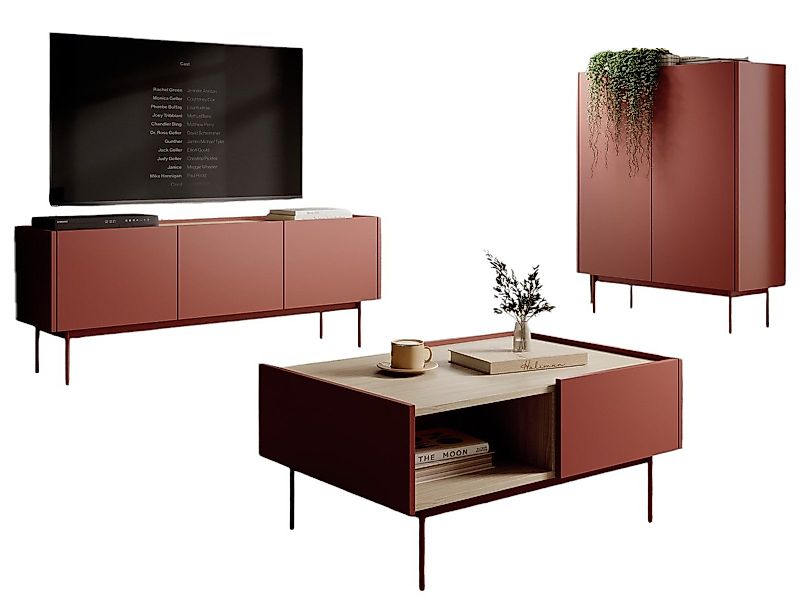 Compleo Wohnzimmer-Set (TV-Lowboard, Kommode, Couchtisch) Möbelfarbe günstig online kaufen