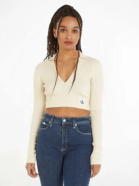 Calvin Klein Jeans V-Ausschnitt-Pullover LABEL TIGHT CROP V-NECK SWEATER günstig online kaufen