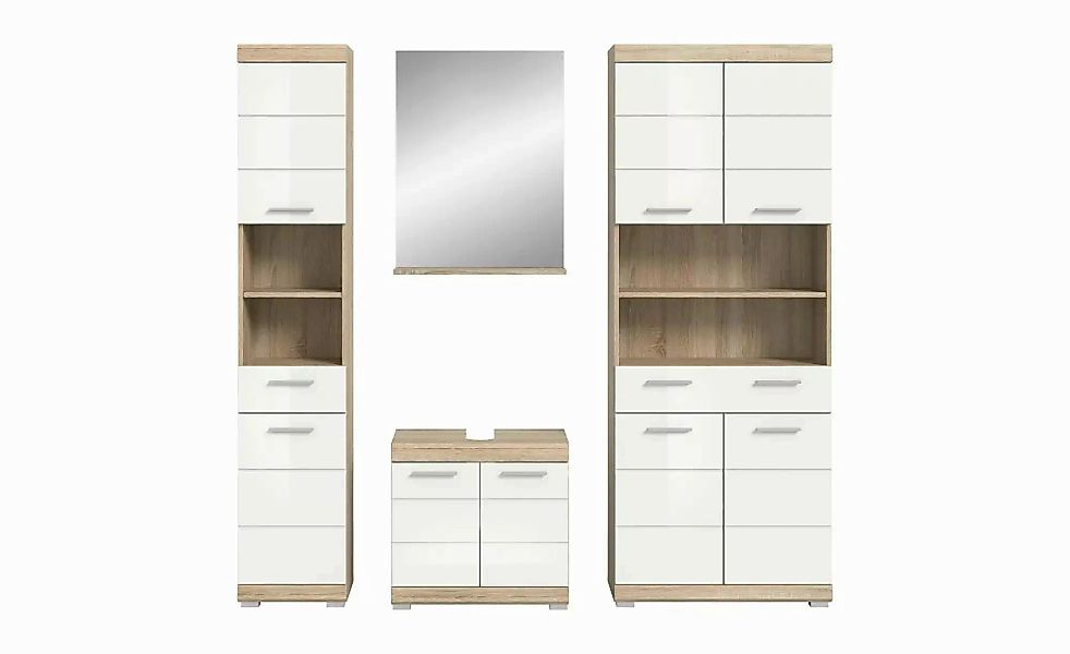 Badmöbel-Set SCHLOONSEE  4 teilig  bestehend aus: Hochschrank  Waschbeckenu günstig online kaufen