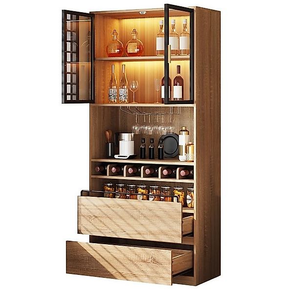 XDOVET Vitrine Badezimmerschrank,Spirituosenschrank,mit Glastüren und Beleu günstig online kaufen